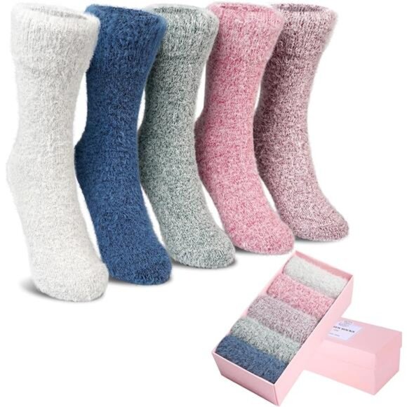 New 5 Pairs Fuzzy Soft Cozy Comfortable Socks for Women, Casual Sleep Comfy Sock - Picture 1 of 6